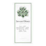 Celtic Shamrock Design 2 Services Rack Card 2 rack cards