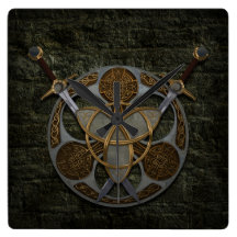 Celtic Shield and Swords Clock
