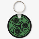 round_keychain - A Celtic spiral triskele keychain! Buy this fun Celtic spiral triskele design keychain with a cool Celtic triskelion spiral in green! This original Celtic art by artist Peggy von Burkleo shows a green Celtic triskel spiral design, with six inner spiral disks. This cool Celtic spiral triskelion design keychain is a fun way to keep track of your keys and for only $5.95 it’s too affordable to pass up! Don’t forget to take advantage of Beltain’s Zazzel shop’s multiple purchase discounts- The more cool Celtic art gifts you buy from Beltain’s Zazzel shop, the more you save! Looking for  more Celtic T-Shirts and gifts ? Then visit our main web site at Beltain celtic art gifts 