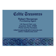 Celtic Sqaure Knot Boarder Blue on Blue Business Cards