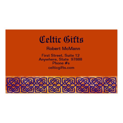 Celtic Square Knots on Paprika Business Card Template (front side)