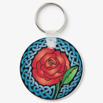 Celtic Stained Glass Rose keychains