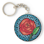 Celtic Stained Glass Rose keychains