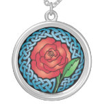 Celtic Stained Glass Rose Pendant Necklace