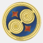 Celtic Sticker, Double Spiral Design Blue