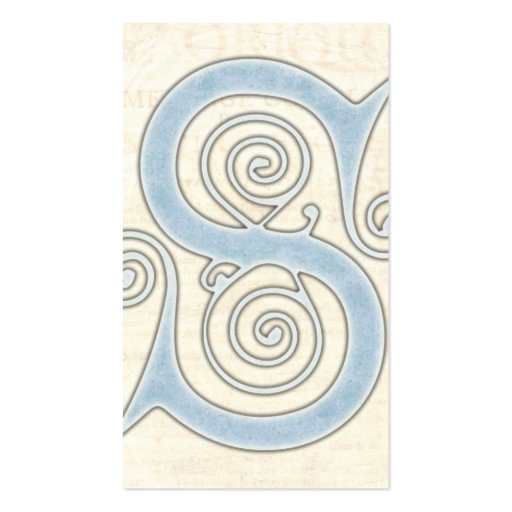 Celtic Swirls Elegant Abstract Letter S Pattern Business Card (back side)