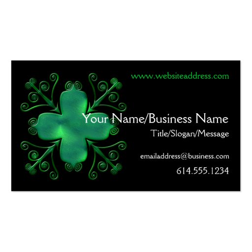 Celtic Swirls Glass Green Design Business Card