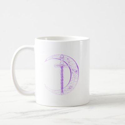 Celtic Sword and Celtic Moon (Purple) Coffee Mug by packratgraphics