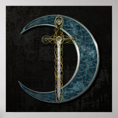 Celtic Sword and Moon Print