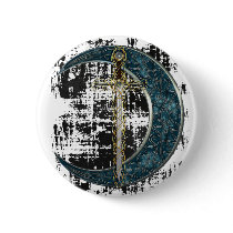 Celtic Sword and Moon with Grunge Button