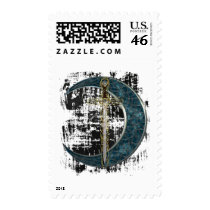 Celtic Sword and Moon with Grunge Stamp