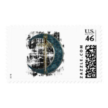 Celtic Sword and Moon with Grunge Postage Stamp