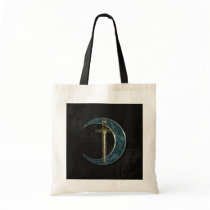 Celtic Sword and Moon with Grunge Wall bags