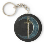 Celtic Sword and Moon with Grunge Wall keychains