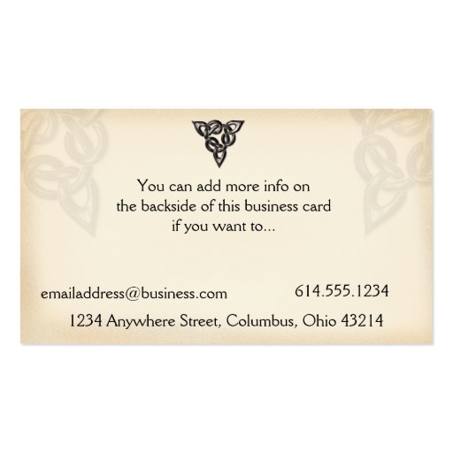 Celtic Symbol Design Business Card (back side)