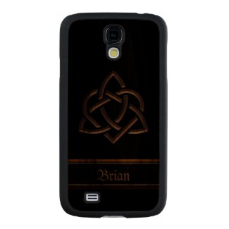 Celtic Trinity Heart Knot Personalized Wood Case Walnut Galaxy S4 Slim Case