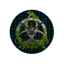 Celtic Trinity Knot And Clan Campbell Tartan Wallclocks