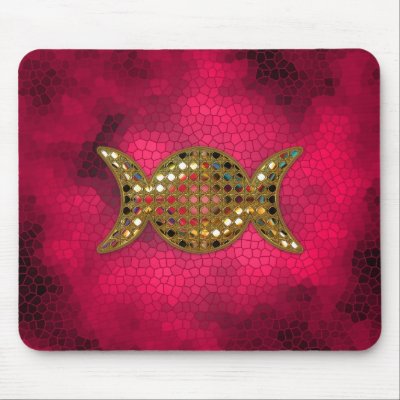 Celtic Wicca Triple Goddess Art Pink Gold Mousepad by quidicane