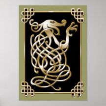 Celtic Wolf - black Poster