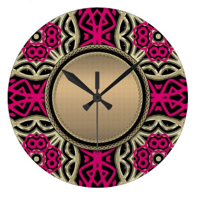 Celtica Hot Pink & Gold Wall Clock