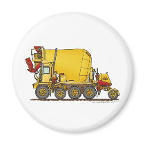 Cement Mixer Front Discharge Truck Construction Ma magnets by art1st Cement Mixer Front Discharge Truck Construction Ma magnets