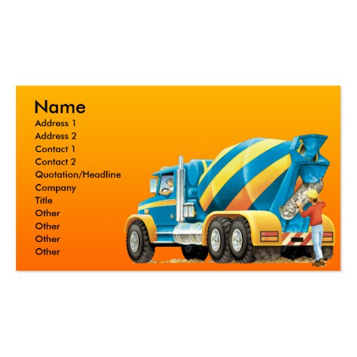 Cement or Concrete Mixer Business Card (front side)