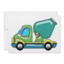 Cement Truck in Blue Green and Yellow Personalized Announcements