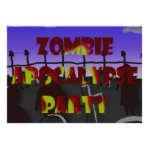 Cemetery and Blood Zombie Apocalypse Party Invite