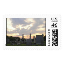 Cemetery Sunrise 2 Postage Stamp by duelingdualities Cemetery Sunrise 2 Postage Stamp
