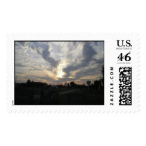 Cemetery Sunrise 3 Postage Stamp by duelingdualities Cemetery Sunrise 3 Postage Stamp