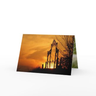 Cemetery Sunset Happy Halloween Card