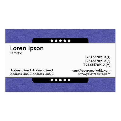 Center Band 5 Spots - Blue Paper Texture Business Cards (back side)