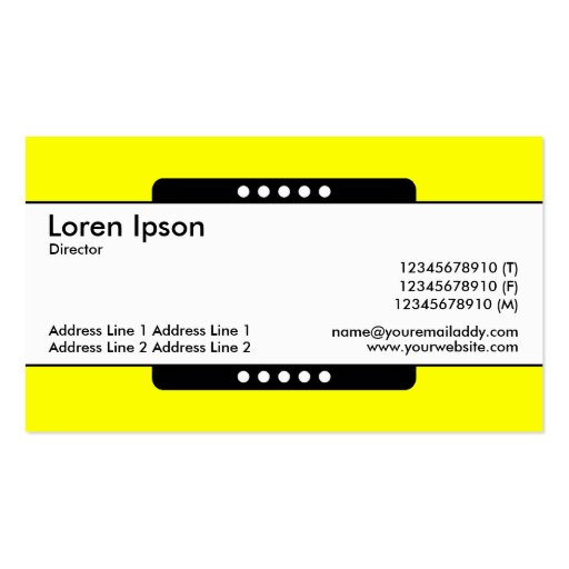 Center Band 5 Spots - Bright Yellow Business Card (back side)