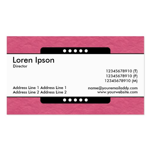 Center Band 5 Spots - Crimson Paper Texture Business Card (back side)