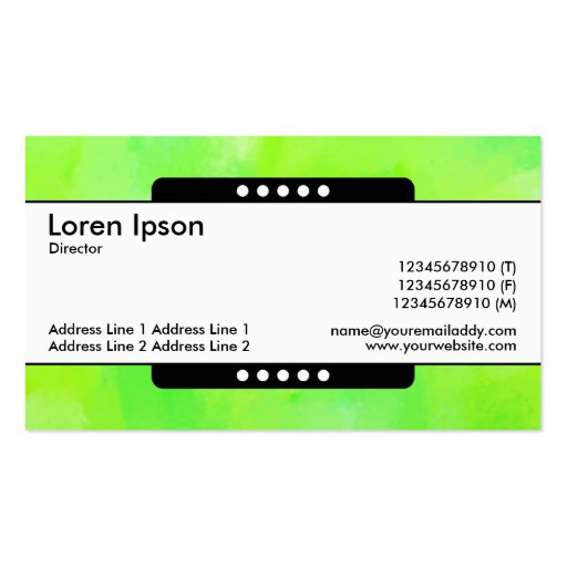 Center Band 5 Spots - Painted Green II Business Cards (back side)