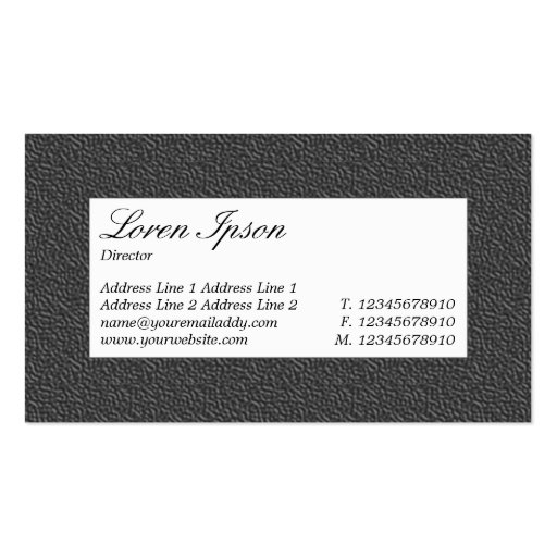 Center Label - Dark Gray Embossed Texture Business Card Templates (back side)