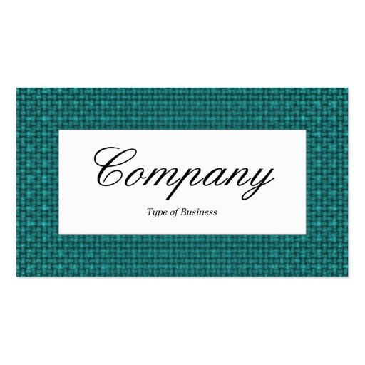 Center Label - Dark Turquoise Fabric Texture Business Card (front side)
