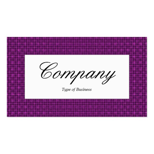 Center Label - Magenta Purple Fabric Texture Business Cards (front side)