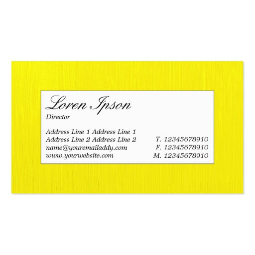 Center Label - Painted Yellow Business Card (back side)