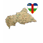 Centrafrique Flag Heart Map Fitted AA T-Shirt