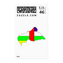Central African Republic flag map postage