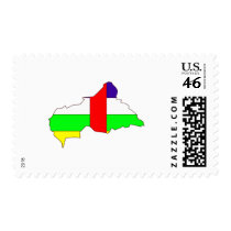 Central African Republic flag map postage