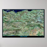Central Europe satellite poster map