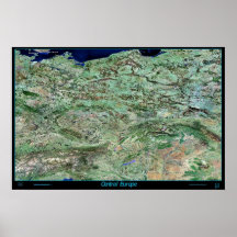Central Europe satellite poster map