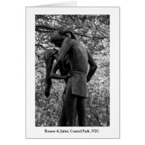 Central Park Autumn: Romeo & Juliet Statue 01 B&W Greeting Cards