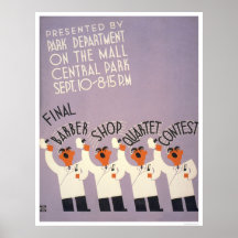 Central Park Barber Shop 1937 WPA Print