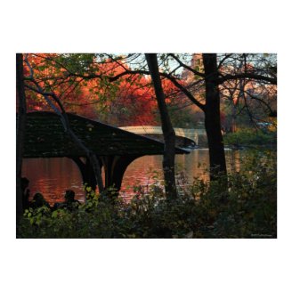 Central Park: Conversation Across From Bow Bridge Print