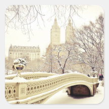 Central Park Snow - Winter New York Square Stickers