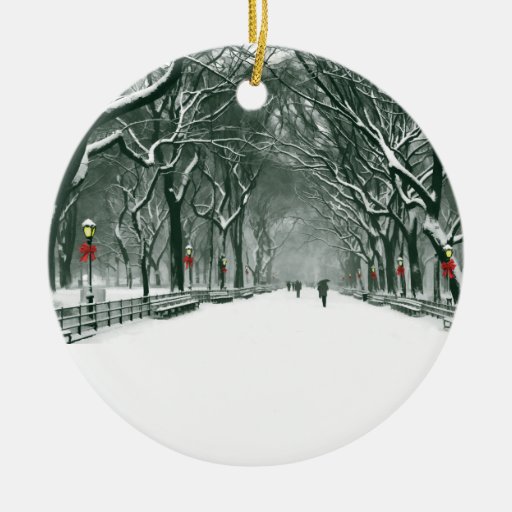 central park snowy path christmas tree ornaments zazzle central park snowy path christmas tree ornaments zazzle