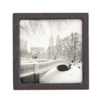 Central Park Winter - Snow on Bow Bridge Premium Jewelry Box